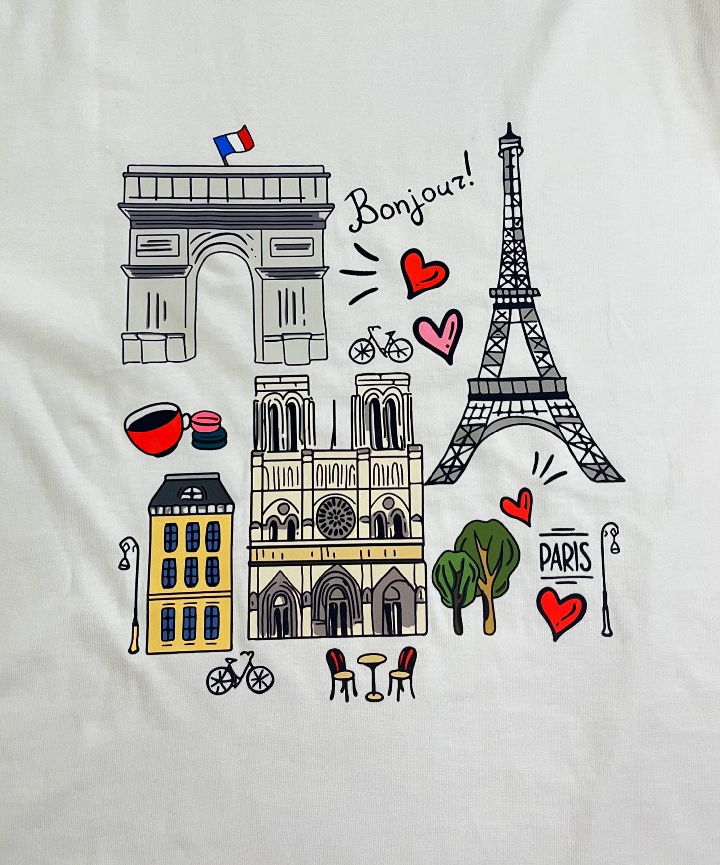 Café in Paris - Chic Off-White Relaxed Fit T-Shirt